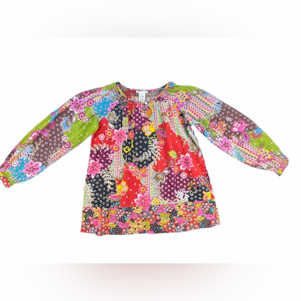 MIMI & MAGGIE Balloon Sleeve Viscose/ Cotton Semi Sheer Tunic Top - M